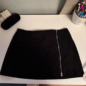 ZARA Black Nylon Mini Skirt with Zipper